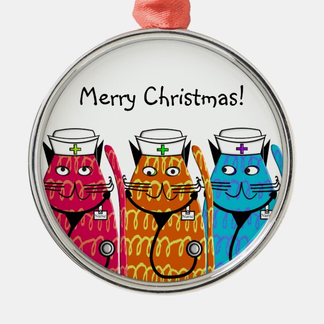 Nurse Cats Metal Ornament (Front)