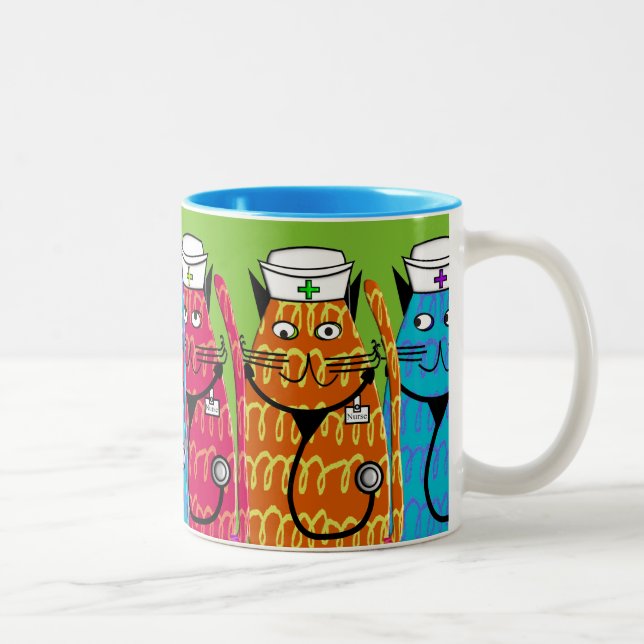 Nurse Cats Two-Tone Coffee Mug (Right)