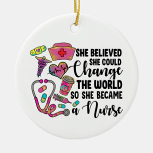 Nurse Change the World Large Ceramic Ornament