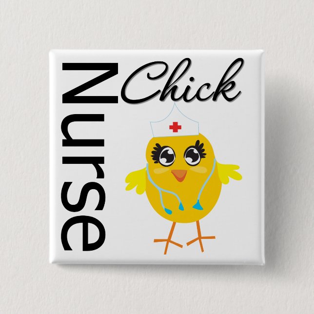 Nurse Chick 2 Inch Square Button (Front)