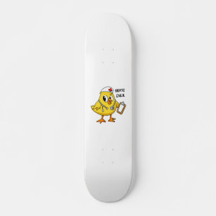 Nurse chick cartoon   choose background color skateboard