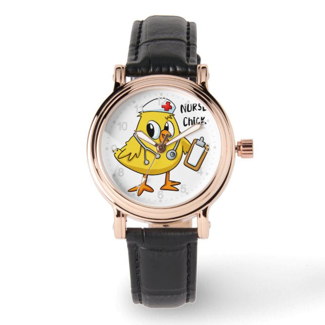Nurse chick cartoon | choose background colour watch (Front)