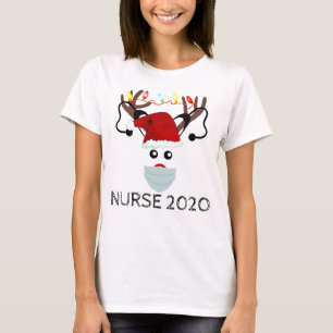 Nurse Christmas 2020 Reindeer Wearing Face Mask T-Shirt