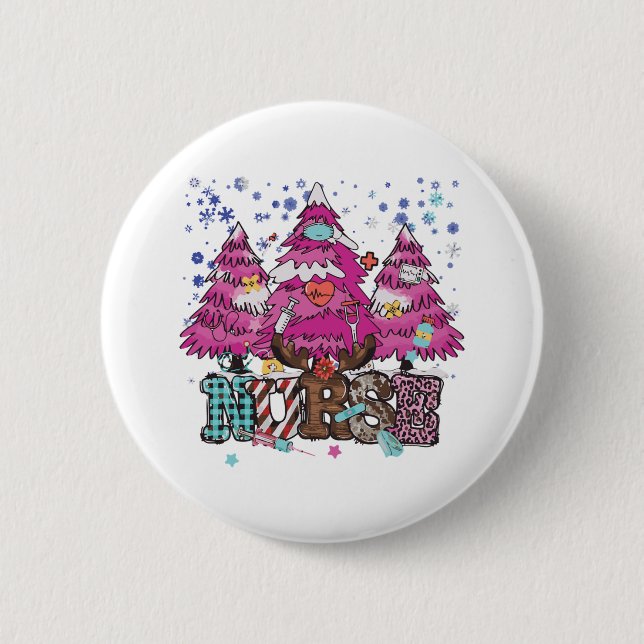 Nurse Christmas 4 2 Inch Round Button (Front)