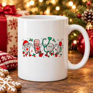 Nurse Christmas Bandage Stethoscope Syringe Xmas Coffee Mug