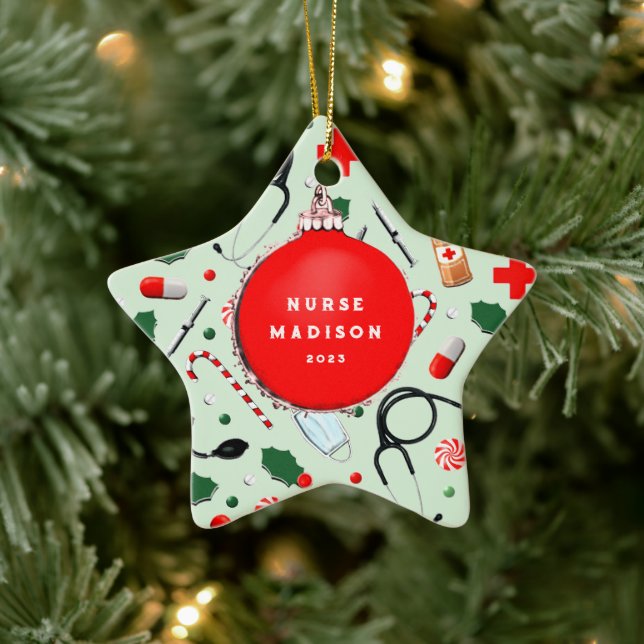 Nurse Christmas Collectable Ceramic Ornament (Tree)