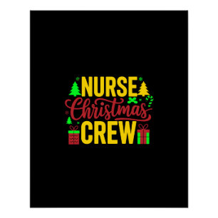 Nurse Christmas Crew Digital Art Design Poster