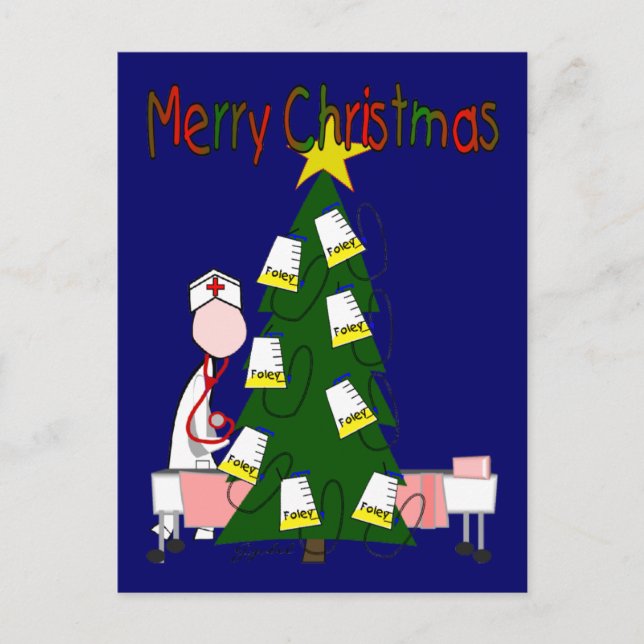 Nurse Christmas Design "Merry Christmas" Holiday Postcard (Front)