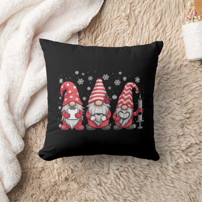Nurse Christmas Gnomes Cute Xmas Scrub Throw Pillow (Blanket)