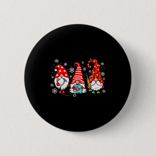 Nurse Christmas Gnomes Xmas Scrub Top Er Rn Nursin 2 Inch Round Button