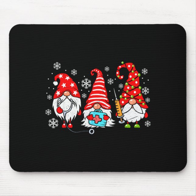 Nurse Christmas Gnomes Xmas Scrub Top Er Rn Nursin Mouse Pad (Front)