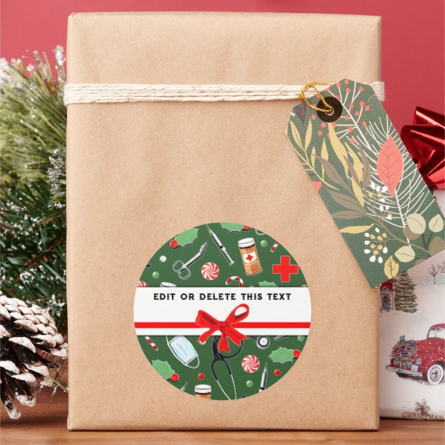 Nurse Christmas Holiday Square Sticker (Holiday)