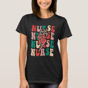Nurse Christmas  Lightning Bolt Leopard Christmas  T-Shirt
