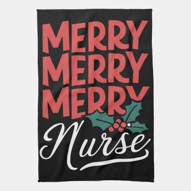 Nurse Christmas Merry Nurse Nursing Gifts Holiday Kitchen Towel (Vertical)