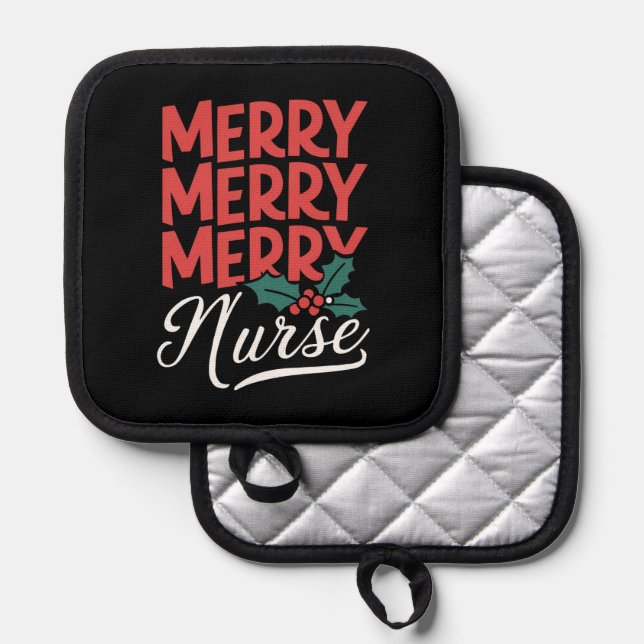 Nurse Christmas Merry Nurse Nursing Gifts Holiday Pot Holder (Front/Back)