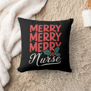 Nurse Christmas Merry Nurse Nursing Gifts Holiday Throw Pillow