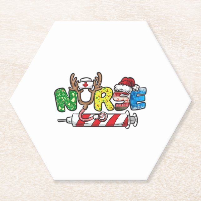 Nurse Christmas   Paper Coaster (Front)