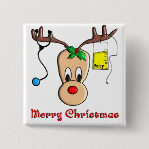 Nurse Christmas Reindeer Gifts 2 Inch Square Button