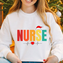 Nurse Christmas Santa Hat Cute Nursing heart Xmas
