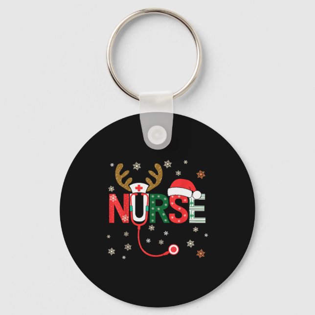 Nurse Christmas Stethoscope Nurses Xmas  Keychain (Front)