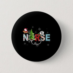 Nurse Christmas Stethoscope Nurses Xmas Pajamas Pj 2 Inch Round Button
