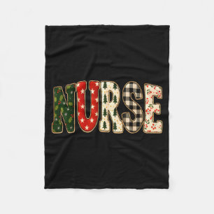 Nurse Christmas Stethoscope Nurses Xmas Pajamas Pj Fleece Blanket