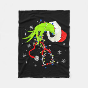 Nurse Christmas Stethoscope Nurses Xmas Pajamas Sa Fleece Blanket