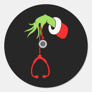Nurse Christmas Stethoscope Nurses Xmas Pyjamas Pj Classic Round Sticker