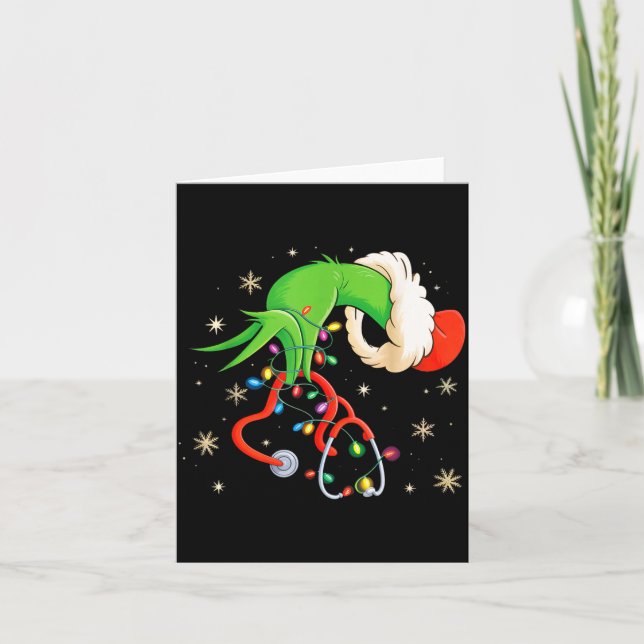 Nurse Christmas Stethoscope Nurses Xmas Santa Wome Card (Front)