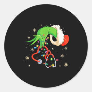 Nurse Christmas Stethoscope Nurses Xmas Santa Wome Classic Round Sticker