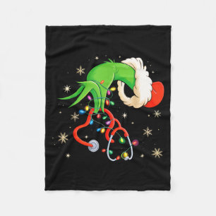 Nurse Christmas Stethoscope Nurses Xmas Santa Wome Fleece Blanket