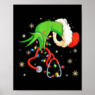 Nurse Christmas Stethoscope Nurses Xmas Santa Wome Poster