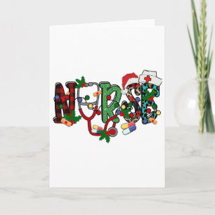 Nurse Christmas Stethoscope Nurses Xmas Scrub Top Card