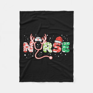 Nurse christmas stethoscope nurses xmas scrub top fleece blanket