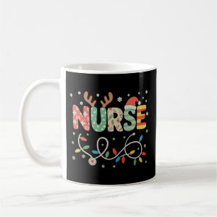 Nurse Christmas Stethoscope Santa Hat Reindeer Coffee Mug