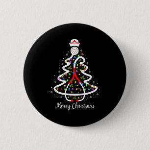 Nurse Christmas Tree Shirt Stethoscope Nursing Nic 2 Inch Round Button