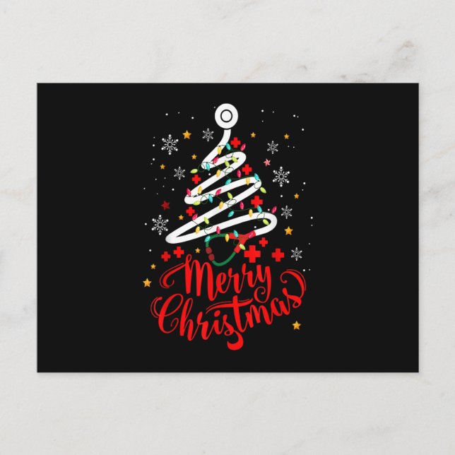 Nurse Christmas Tree Stethoscope RN LPN Scrub Nurs Holiday Postcard (Front)