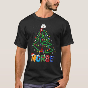 Nurse Christmas Tree Stethoscope Rn Lpn Scrub Nurs T-Shirt
