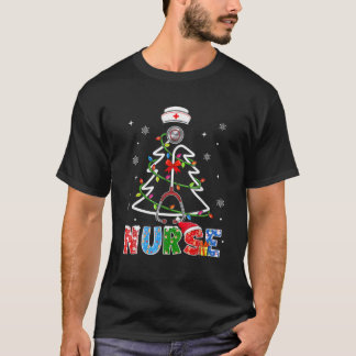 Nurse Christmas Tree Stethoscope RN LPN Scrub Nurs T-Shirt
