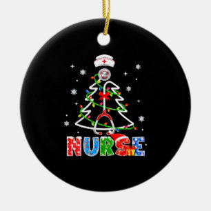 Nurse Christmas Tree Stethoscope RNLPN Scrub Ceramic Ornament