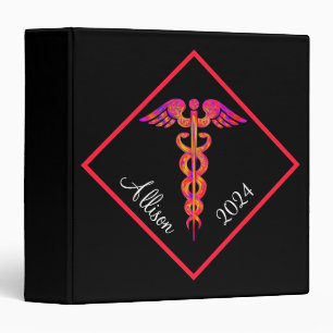 Nurse Colourful Caduceus Medical Personalized Binder