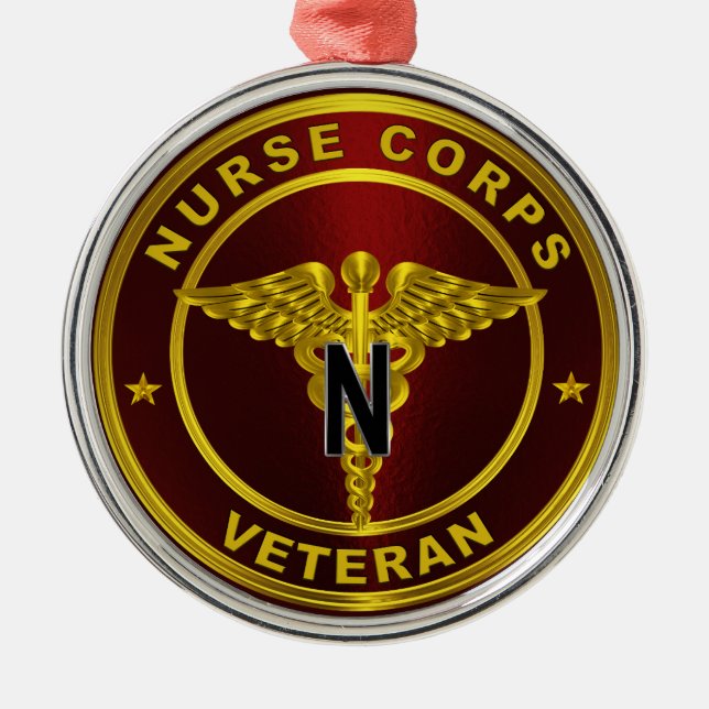 Nurse Corps Veteran Christmas Metal Ornament (Front)