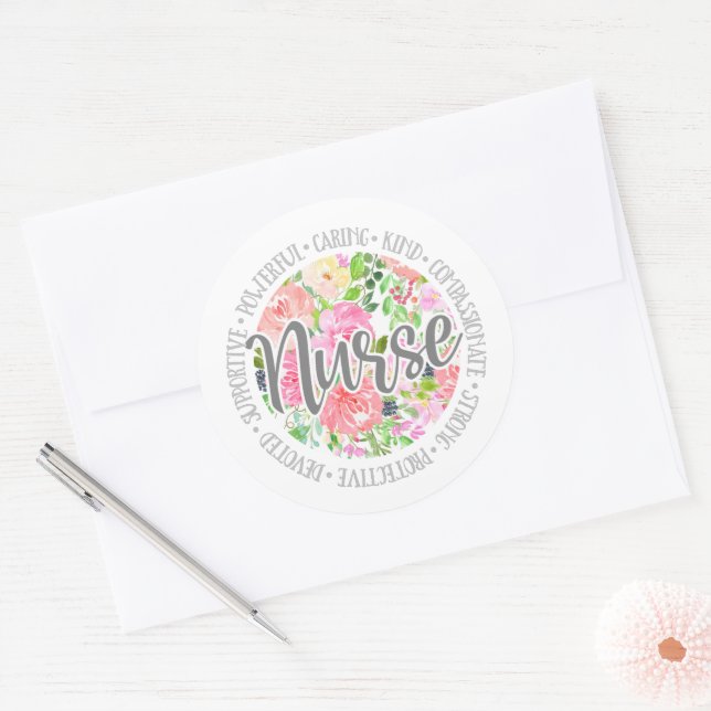 Nurse Covid 19 Essential Caring Worker  Classic Ro Round Sticker (Envelope)