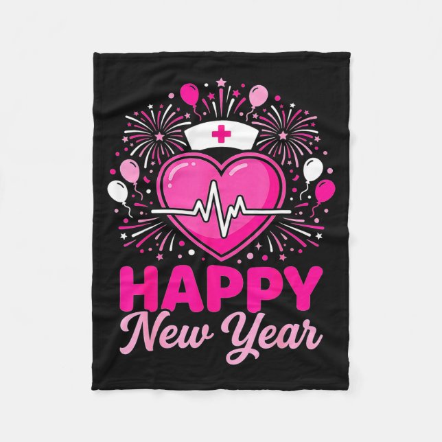 Nurse Crew Heartbeat Nye Countdown Party Year Happ Fleece Blanket (Front)
