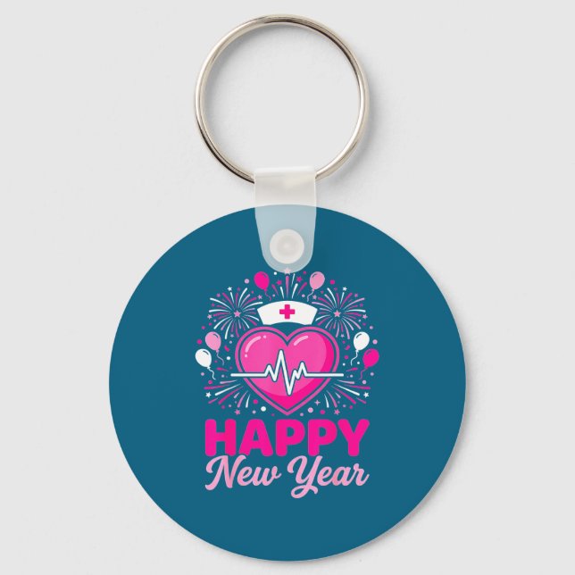 Nurse Crew Heartbeat Nye Countdown Party Year Happ Keychain (Front)