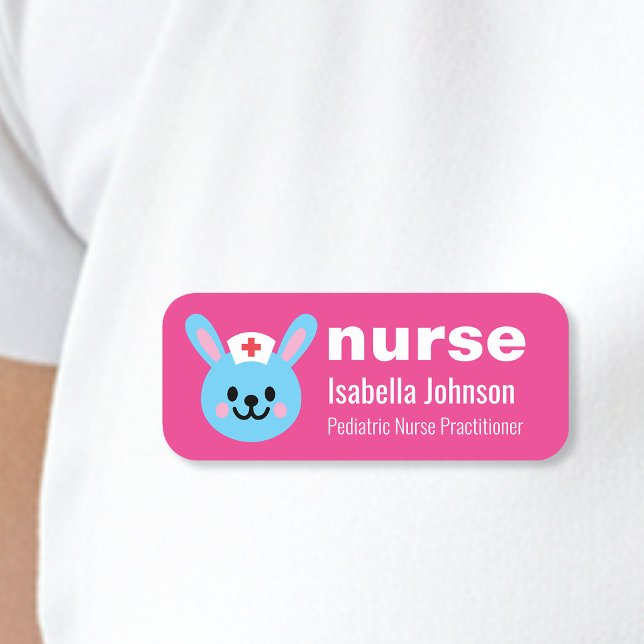 Nurse Custom Name Cute Rabbit Pink Tag (Creator Uploaded)