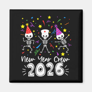 Nurse Dancing Skeleton New Year Crew 2026 Funny Er Magnet