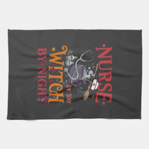 Nurse Day Witch Night Halloween Cauldron Stethosco Kitchen Towel