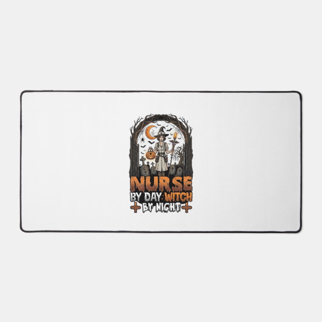 Nurse Day Witch Night Halloween Cemetery Pumpkin_1 Desk Mat (Front)