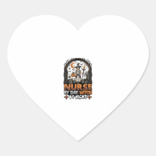 Nurse Day Witch Night Halloween Cemetery Pumpkin_1 Heart Sticker